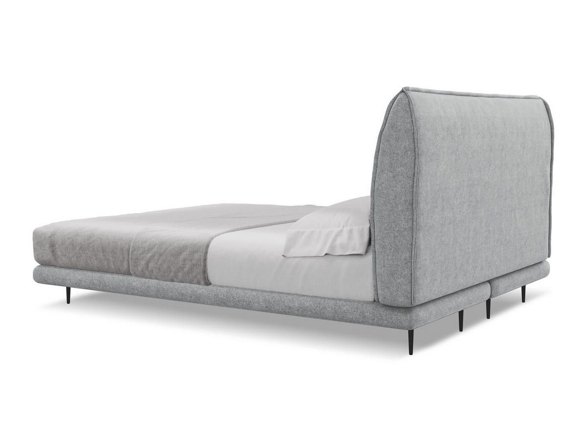 POLSTERBETT Doppelbett mit Matratze Bouclé Stoff Grau - Silberfarben/Schwarz, Textil/Metall (140/200cm) - Makamii