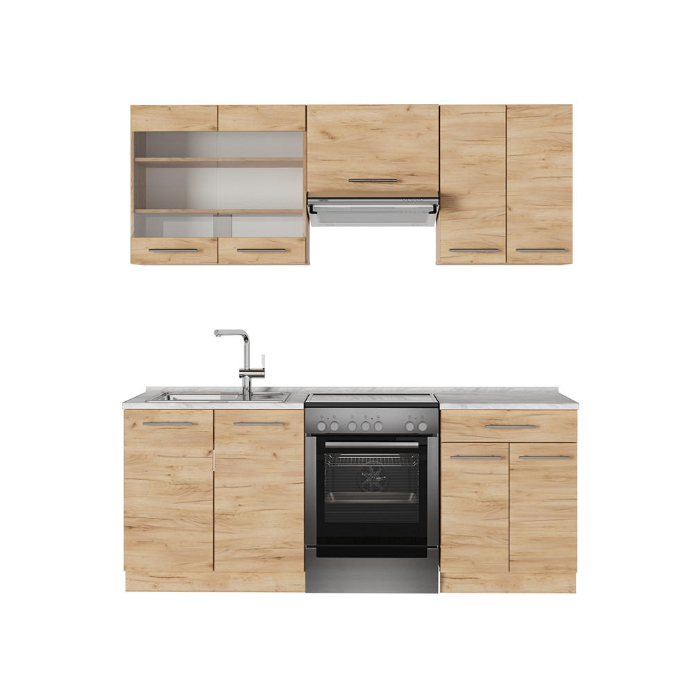 Vicco Küchenzeile Eiche, Eiche 200x81.6x60 cm