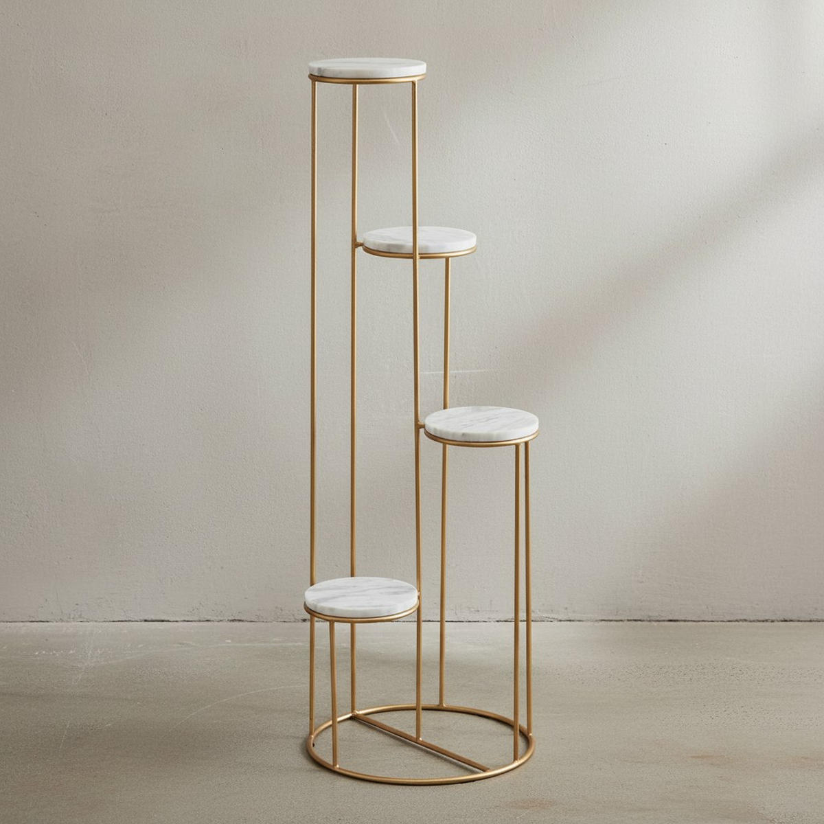 BLUMENSTÄNDER Weiß Marmor für Wohnzimmer und Dekoration - Goldfarben, Stein/Metall (37/37/108cm) - KADIMA DESIGN