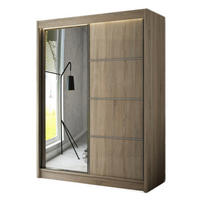 SCHRANK Sonoma Eiche PAKO Schiebetür Mit Spiegel 200 cm - Multicolor, Holzwerkstoff (200/215/61cm) - Sepro Meble