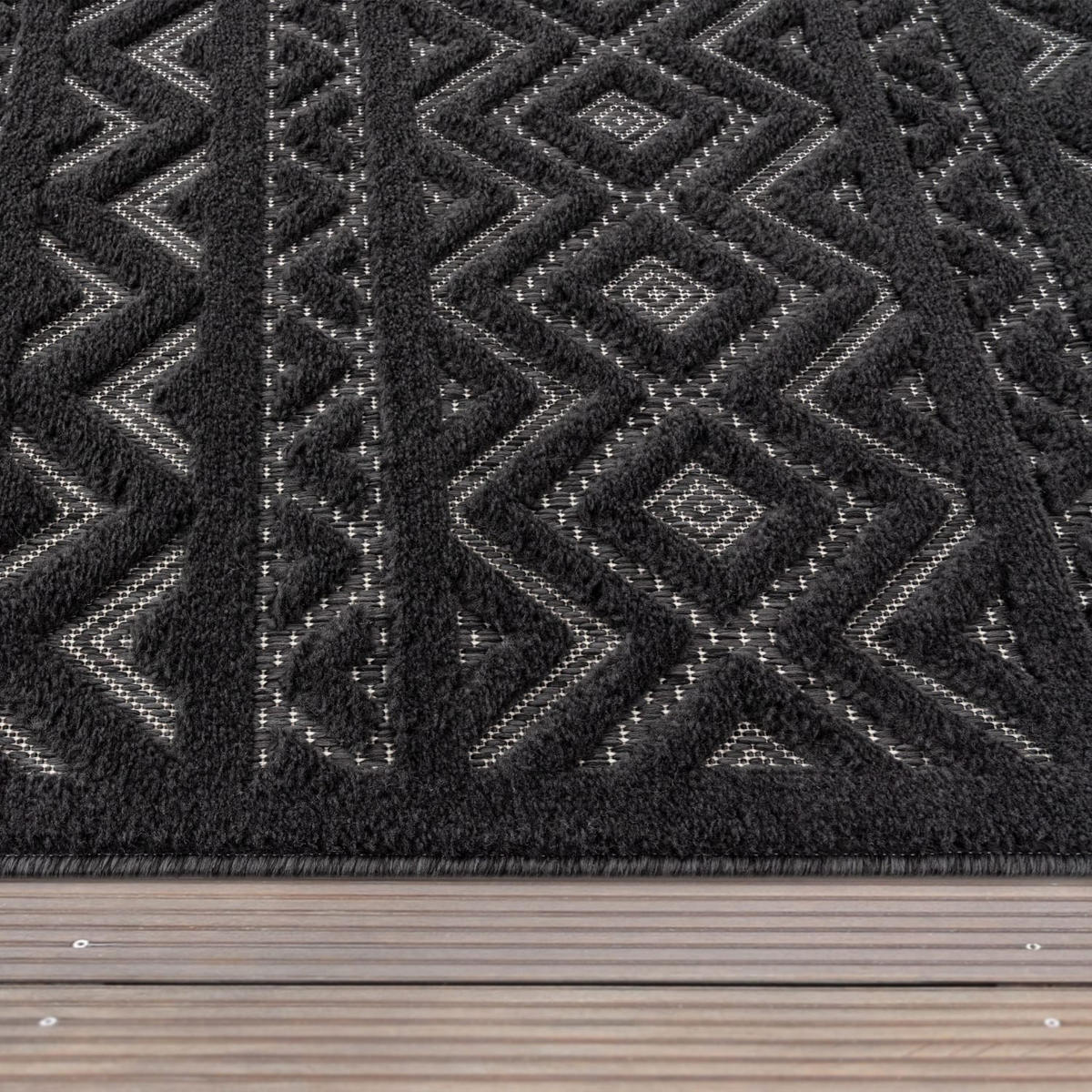 OUTDOORTEPPICH Boho Anthrazit 120 x 120 cm - Anthrazit, Kunststoff (120/120cm) - TT Home
