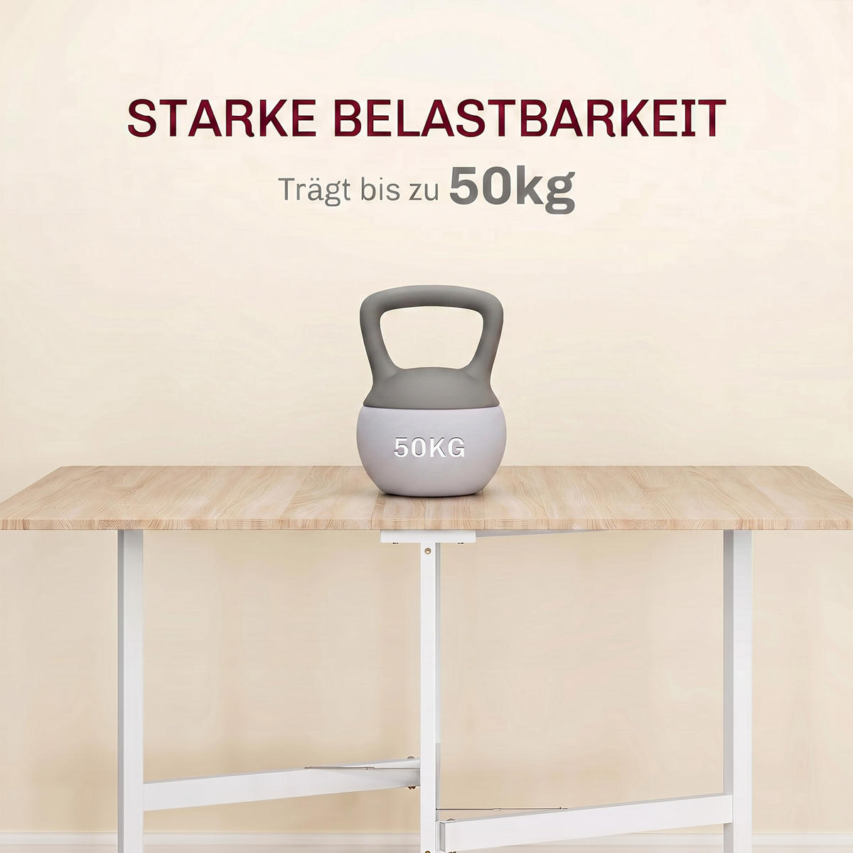 KLAPPTISCH Spanplatte, Stahl Eiche - Eichefarben/Weiß, Holzwerkstoff/Metall (120/80/73cm) - HOMCOM