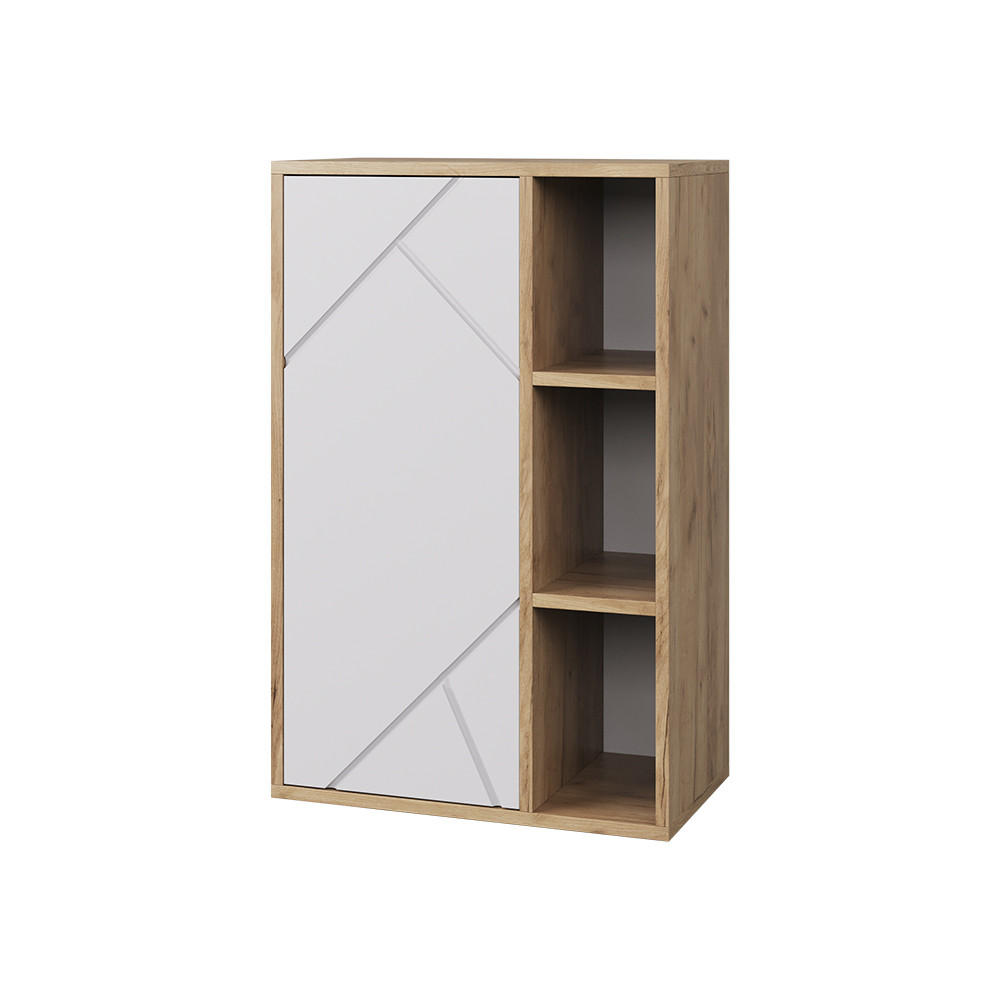 Vicco STĚNOVÁ POLICE Berno Zlatá síla dub/bílá 50.1 x 78.4 cm se 2 uzavřenými přihrádkami