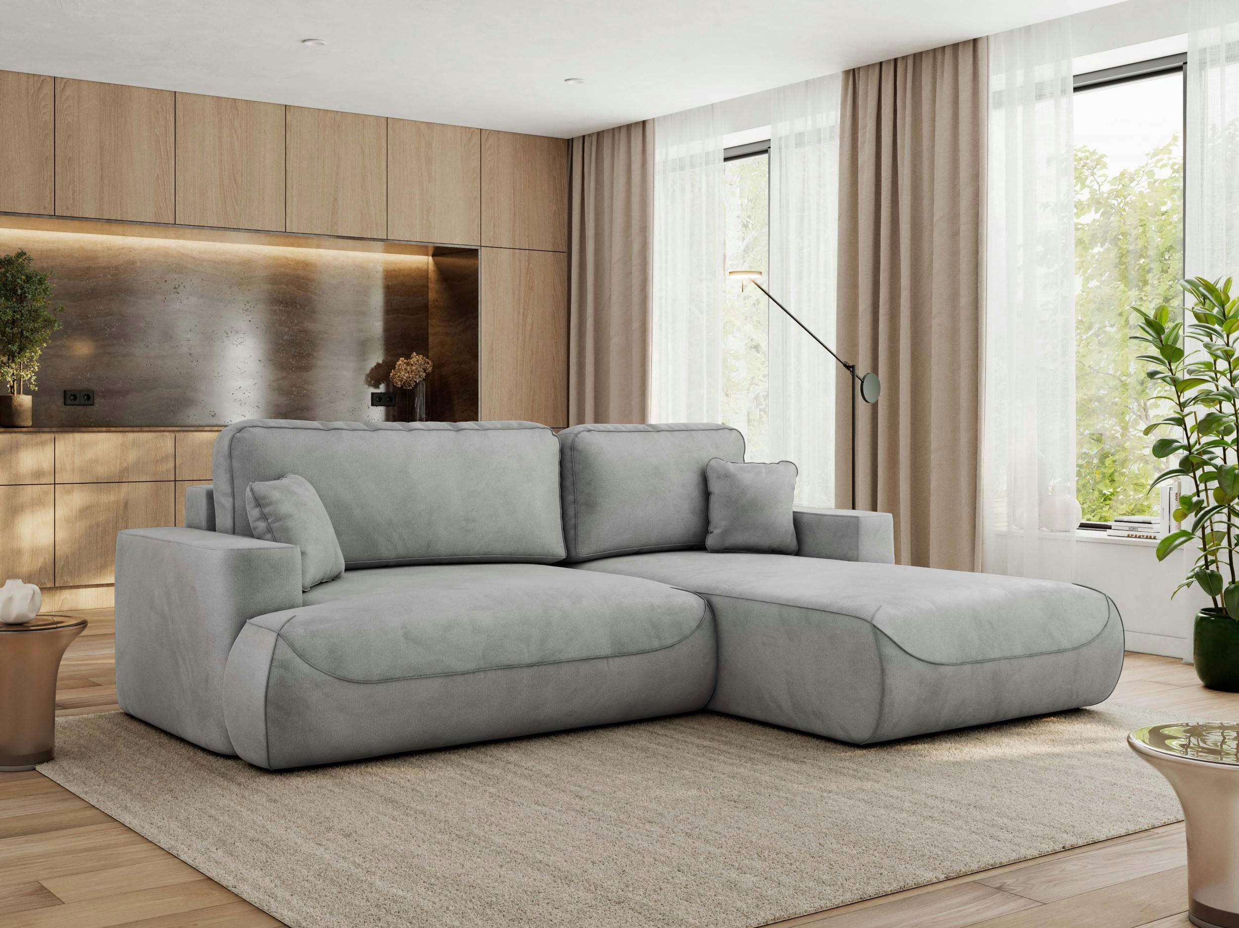 ECKSOFA OVO L Hellgrau Velvet - Rechts Seite - Hellgrau/Schwarz, Kunststoff/Textil (195/271cm) - MKS