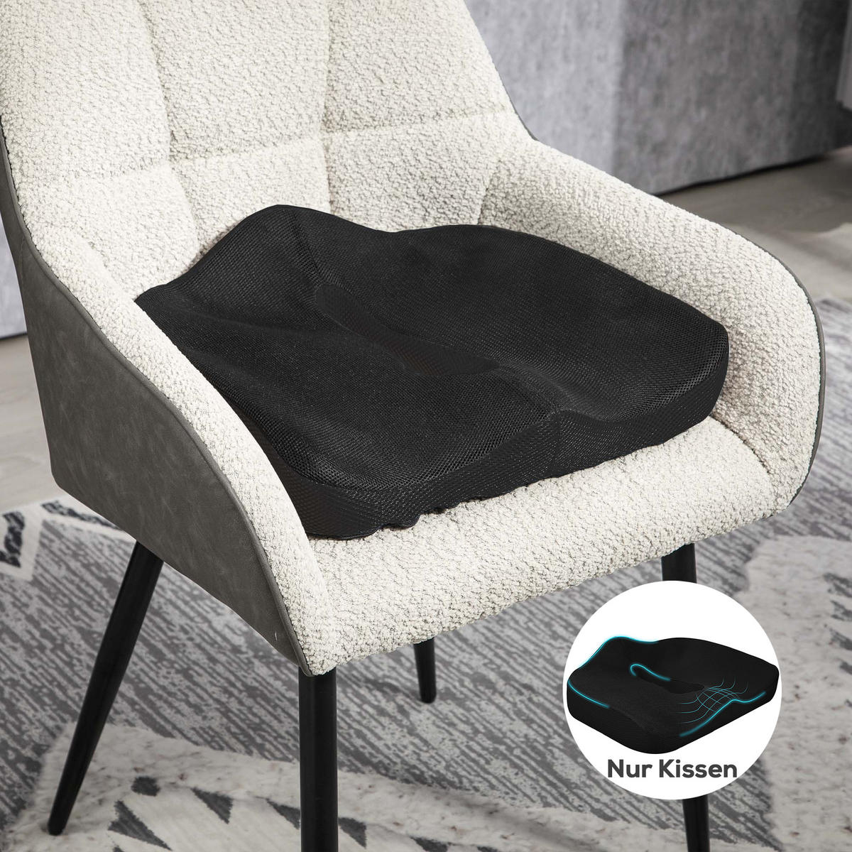 SITZKISSEN - Schwarz, Kunststoff (44/39/13cm) - HOMCOM