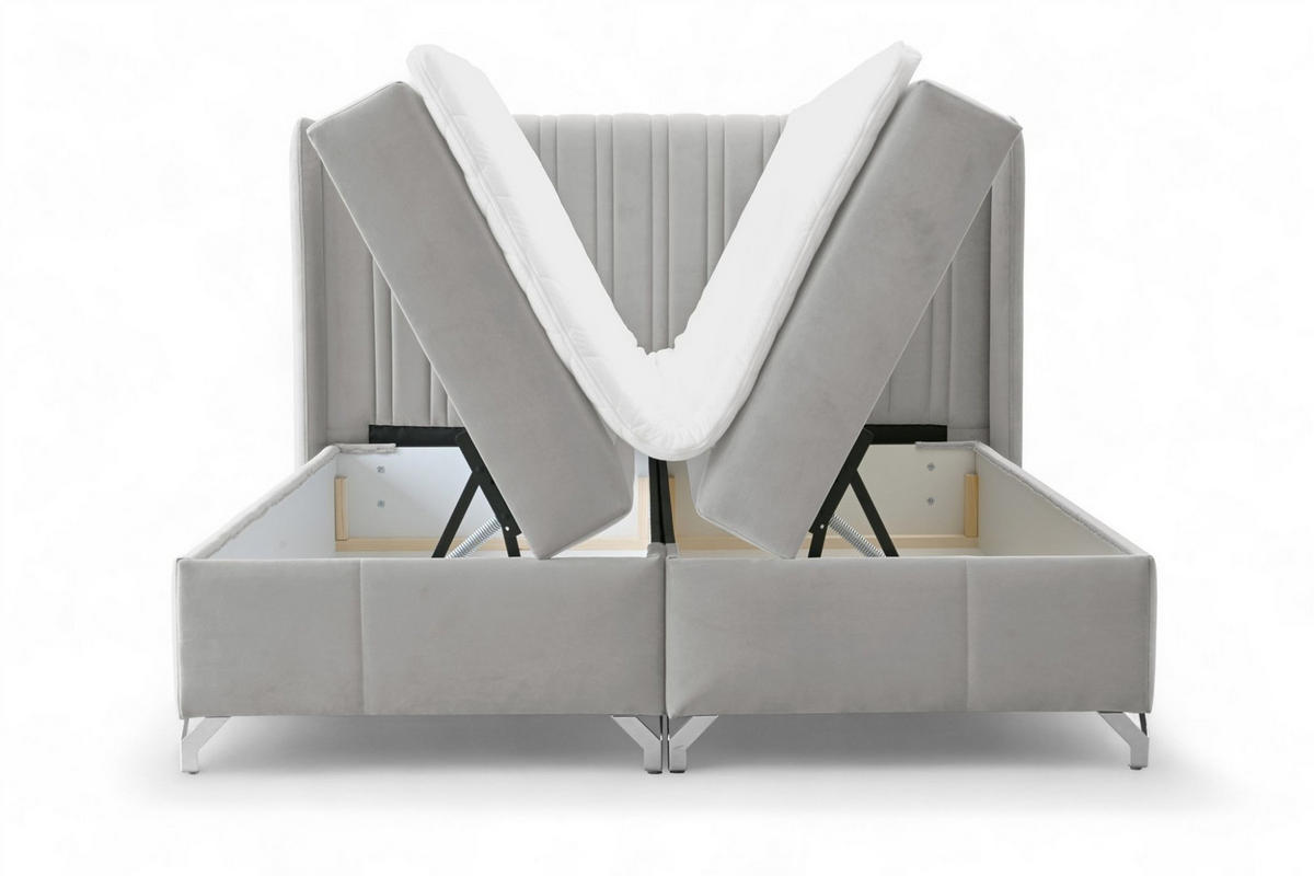 BOXBETT Damien - Hellgrau, Holzwerkstoff/Textil (180/200cm) - Fun Möbel
