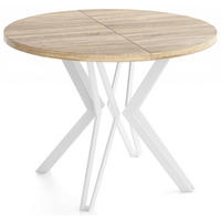 ESSTISCH Austin runder ausziehbarer, Sonoma Eiche 120-200/100/76 cm - Braun/Weiß, Holzwerkstoff/Metall (120/200/76cm) - WFL GROUP