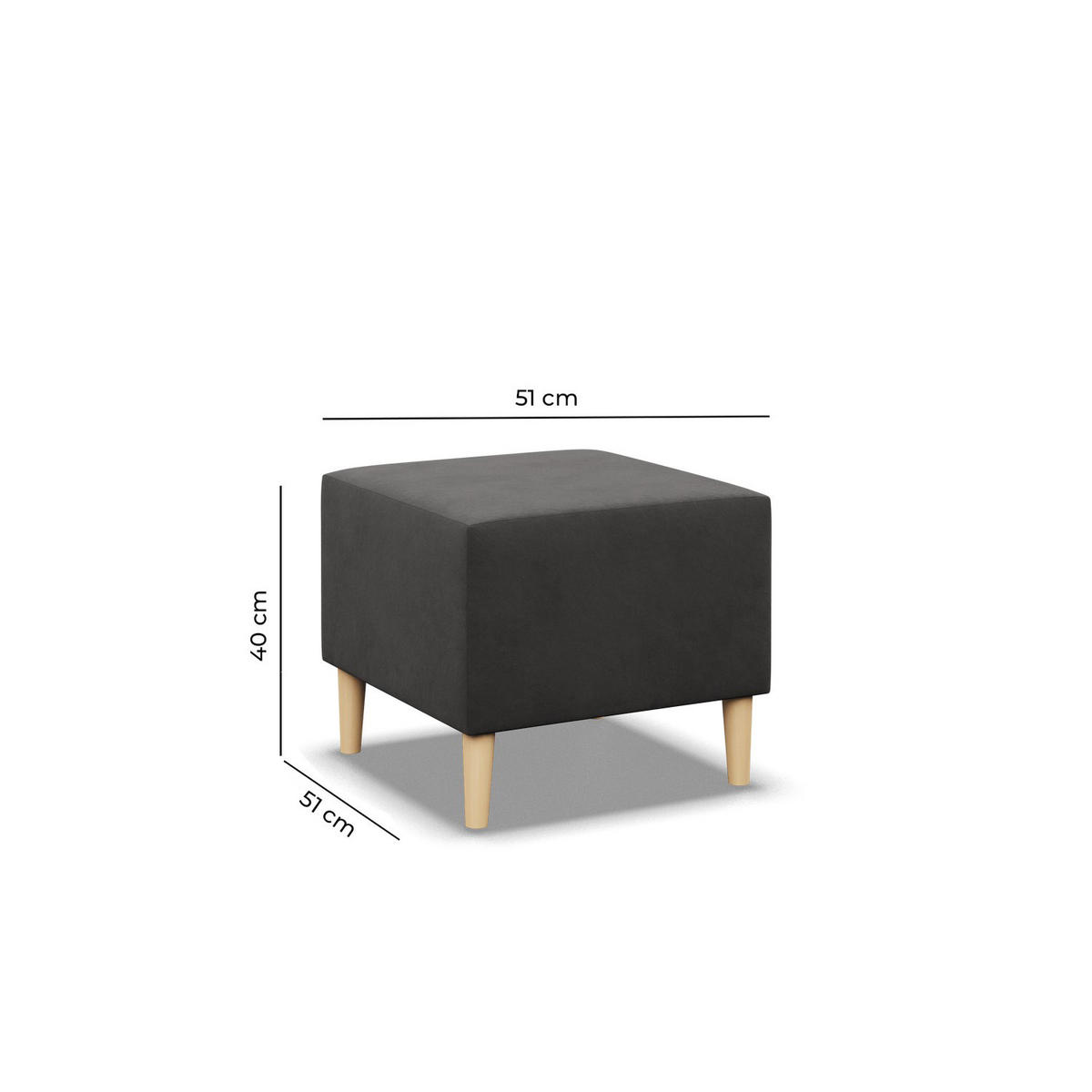 SITZPOUF 50 X 50 BLANK, Braun - Braun, Textil (51/40/51cm)