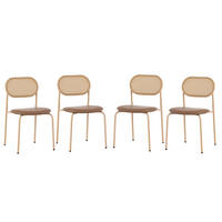 ESSZIMMERSTUHL 4er Set Rattan Stuhl Metallbeine braun - Braun, Leder (46/80/48cm) - Kaket