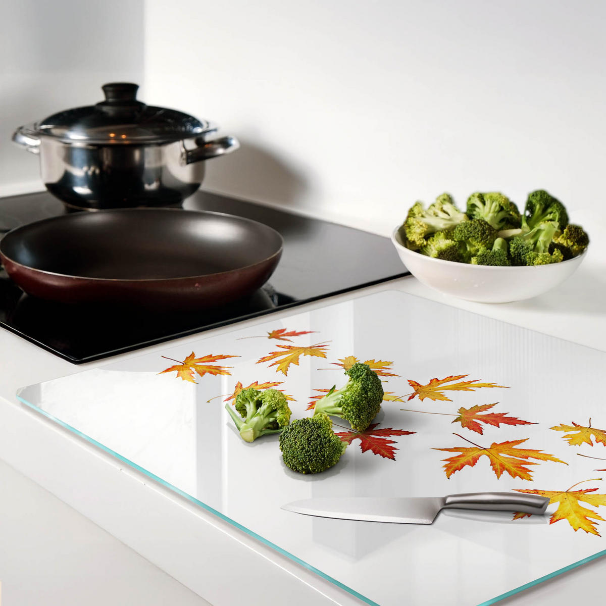 GLASPLATTE 60x52 cm Herbstblätter - Gelb, Glas (60/0.4/52cm) - TULUP
