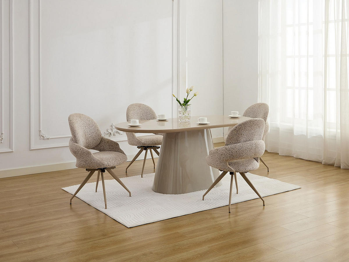 STUHL - 57cm x 59.5cm - Polyester - cremefarben - VALIANA - Creme, Textil (57/92/59.5cm) - Vente-Unique