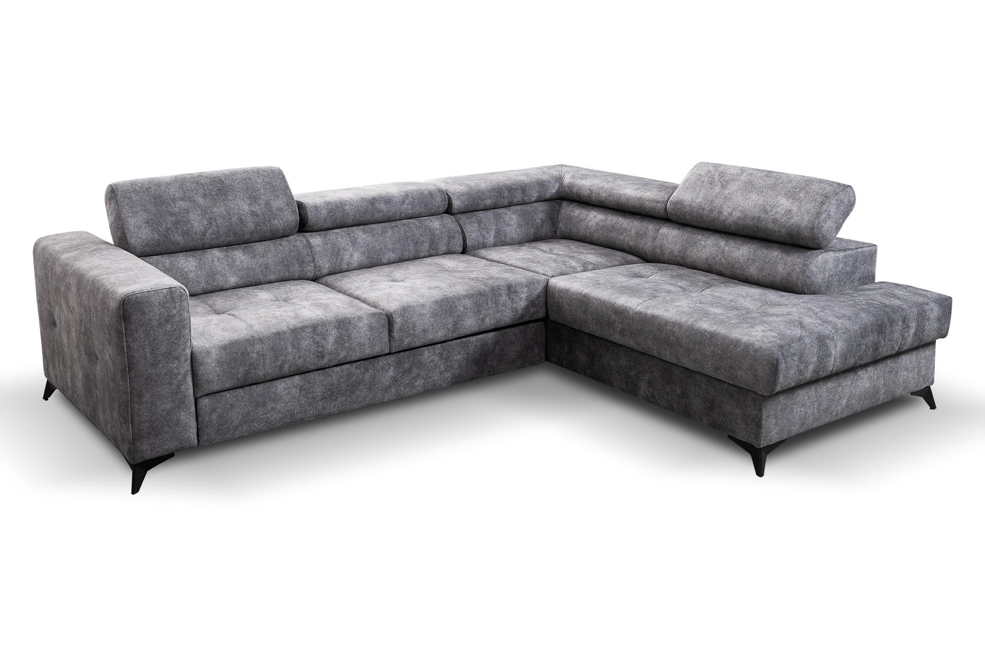 ECKSOFA Palermo L-Form mit Schlaffunktion Bettkasten 267 cm Wohnzimmer rechts grau - Grau, Kunststoff (267/106cm) - Margaret Hadas24