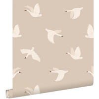 TAPETE Schwäne 50 x 900 cm - Beige, Papier (50/0.1cm) - ESTAhome