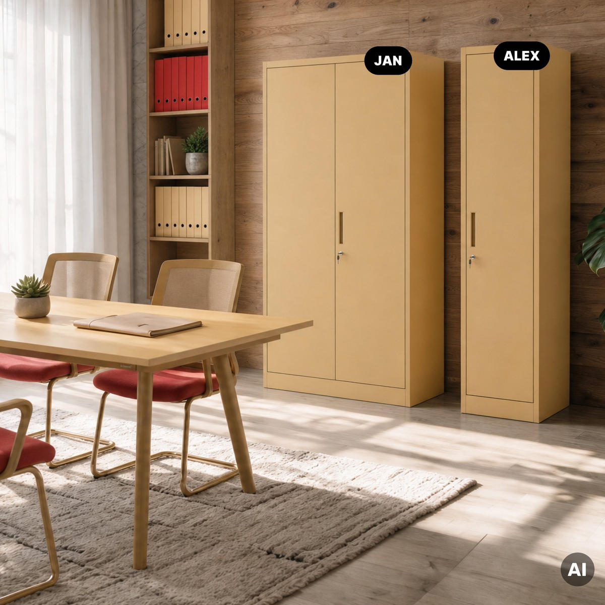 BÜRO Aktenschrank ALEX 185x45 x40 cm - Beige, Metall (45/185/40cm) - Jan Nowak