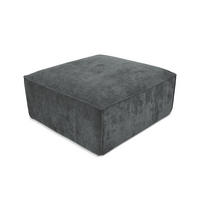 POUF Chenille Stoff Grau - Schwarz/Graphitfarben, Holzwerkstoff/Kunststoff (87/46/87cm) - Makamii