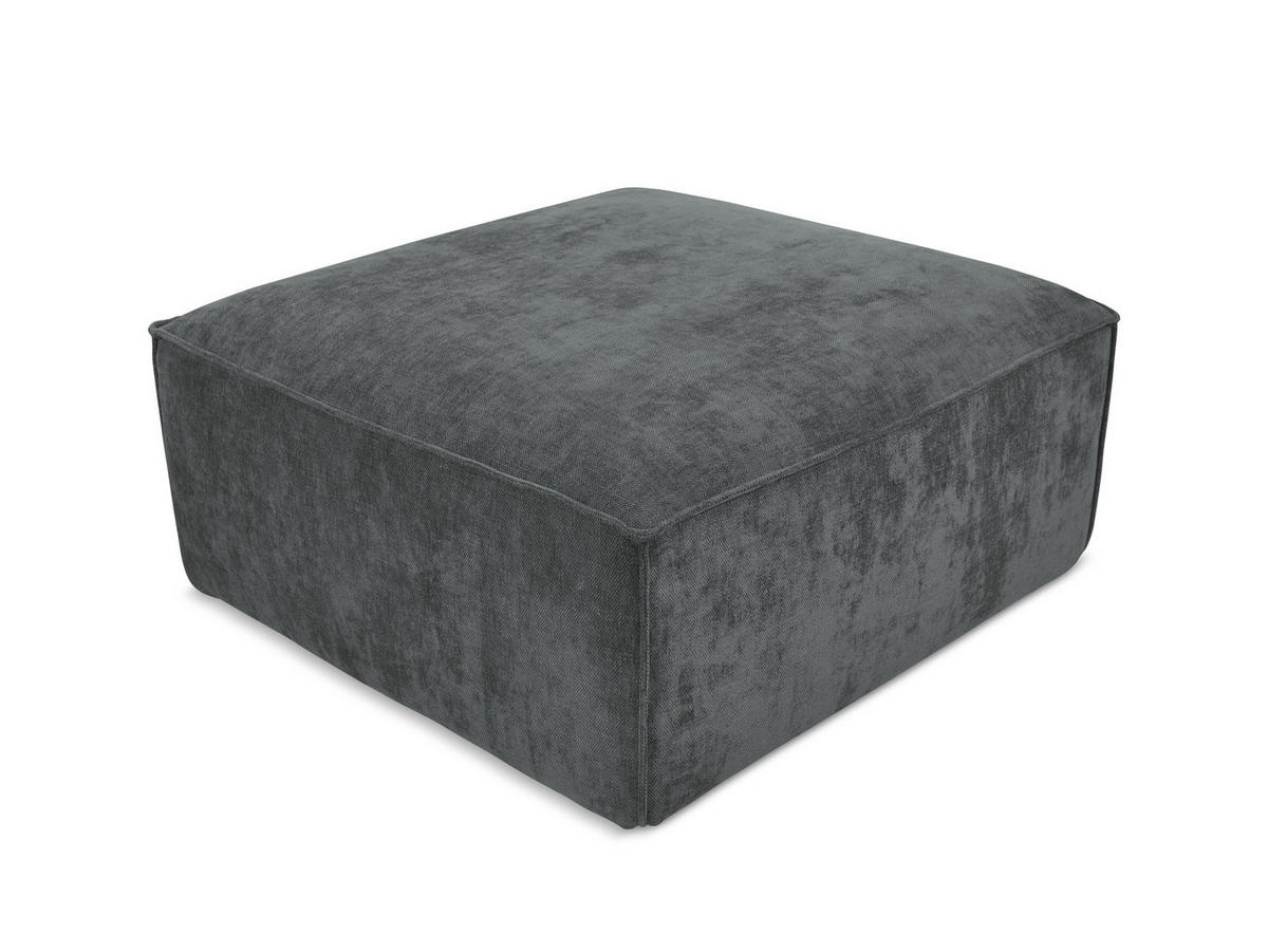 POUF Chenille Stoff Grau - Schwarz/Graphitfarben, Holzwerkstoff/Kunststoff (87/46/87cm) - Makamii