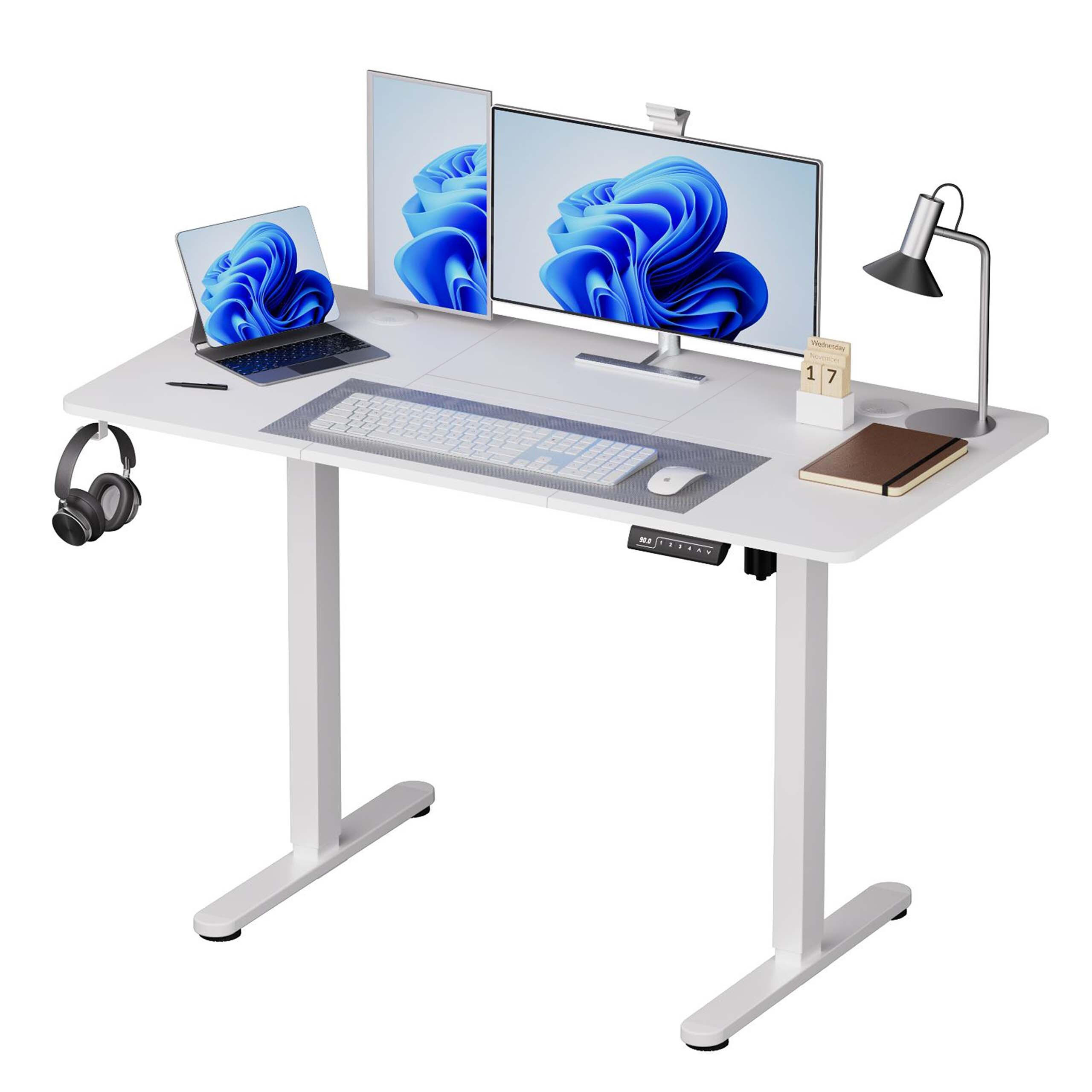 SCHREIBTISCH Weiß elektrisch höhenverstellbar 160x60 cm - Weiß, Holzwerkstoff/Kunststoff (60/160/120cm) - Relaxdays