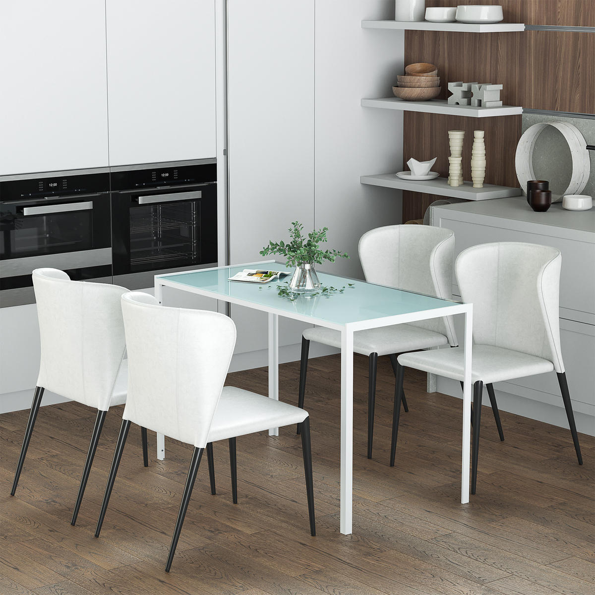 ESSTISCH Küchentisch für 4 Personen, Esszimmertisch für Küche Metall, Weiß - Weiß, Metall (120/60/75cm) - HOMCOM