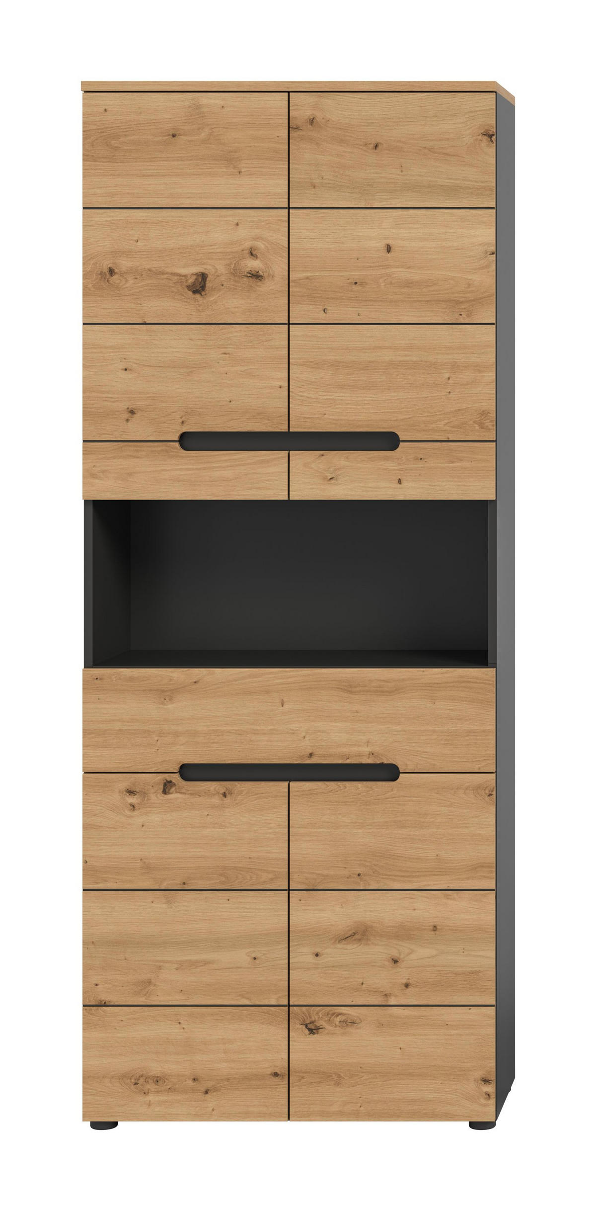 HOCHSCHRANK breit Canu Bad in Basalt grau Nachbildung und Artisan Nachbildung B/H/T: 76x193x34 cm - Grau, Holzwerkstoff (76/193/34cm)