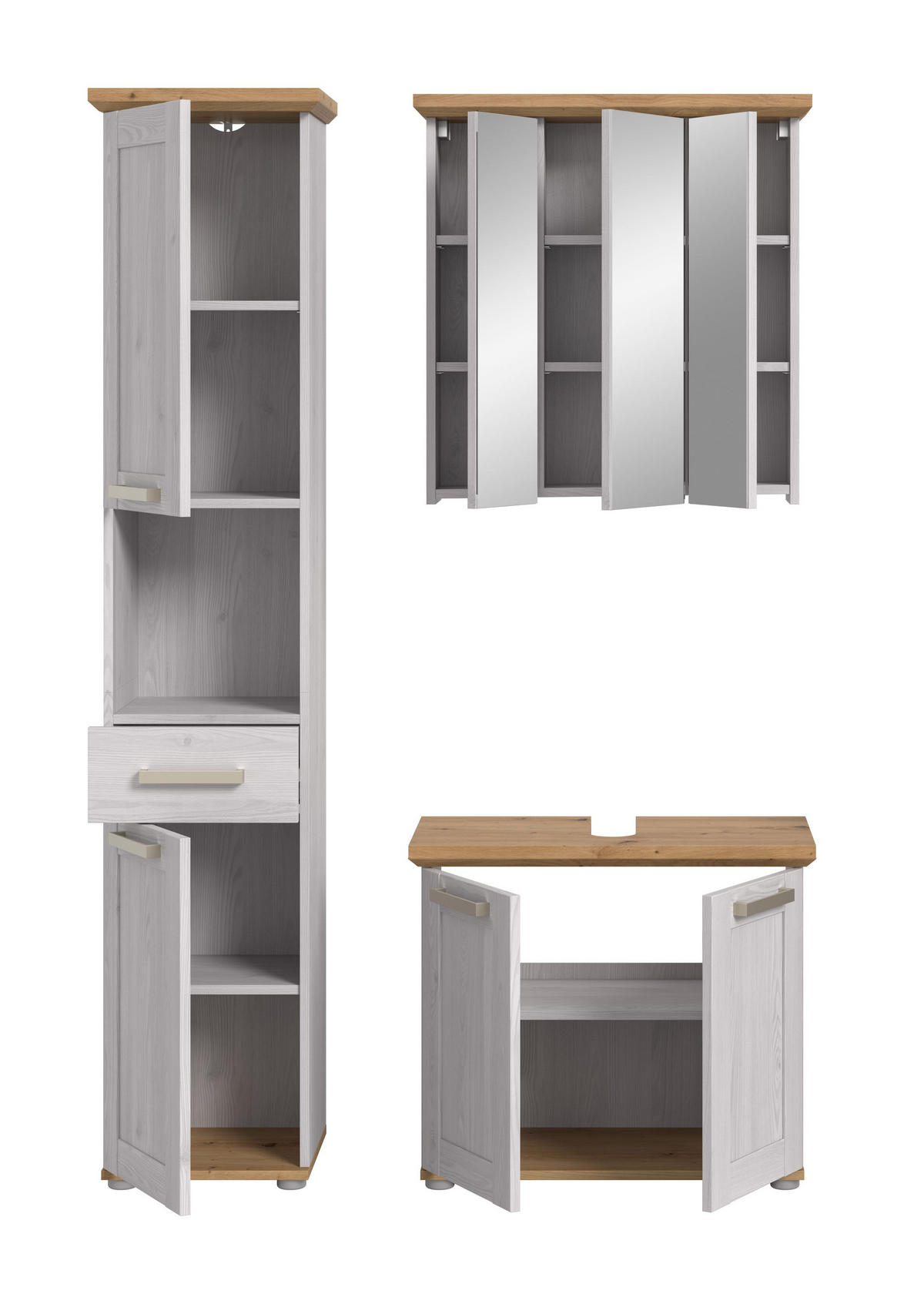 BAD-SET VERONA 3-tlg. (B/H/T: ca. 125/187/34 cm) in Sibiu Lärche Nachbildung/Sibiu Lärche Nachbildung - Lärchefarben, Holzwerkstoff (125/187/34cm)