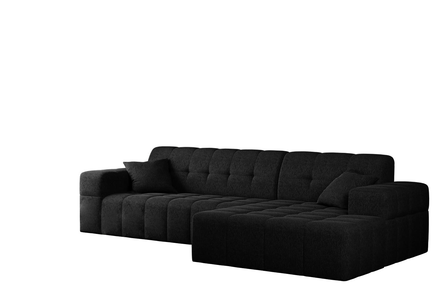 ECKSOFA L-Form NIMES Stoff Verita Schwarz Rechts - Schwarz, Holz (256/168cm) - Kaiser Möbel