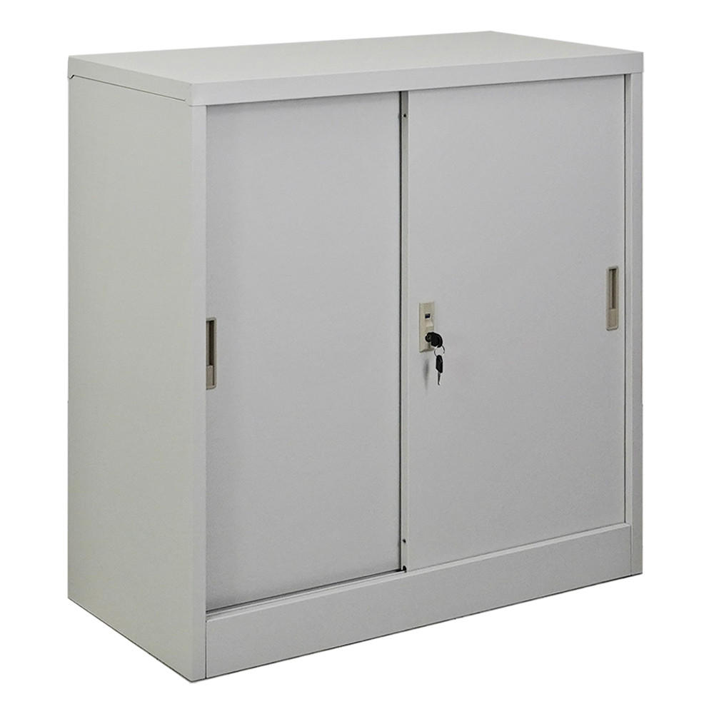 AKTENSCHRANK Elephant mit Schiebetüren 90x90x40cm Lichtgrau - Hellgrau, Metall (90/90/40cm) - PROREGAL