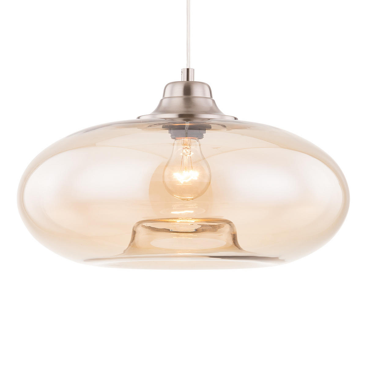 PENDELLEUCHTE - Sicherheitsglas / Eisen - 1-flammig - Champagner, Glas/Metall (40/40/120cm) - home24