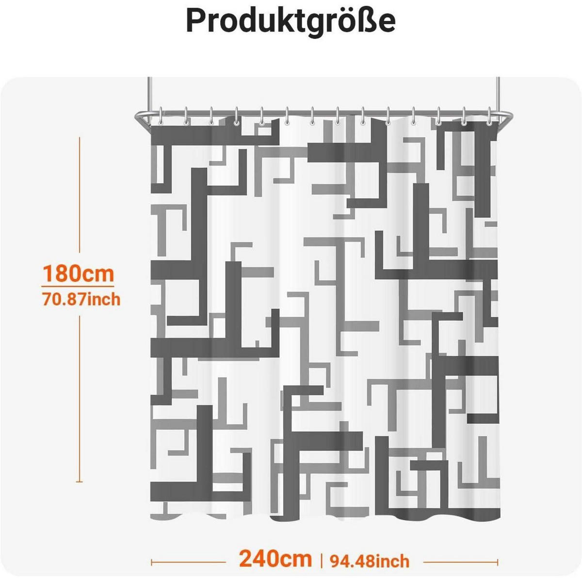DUSCHVORHANG Block Muster 240 x 180 cm - Multicolor, Textil (240/180cm)