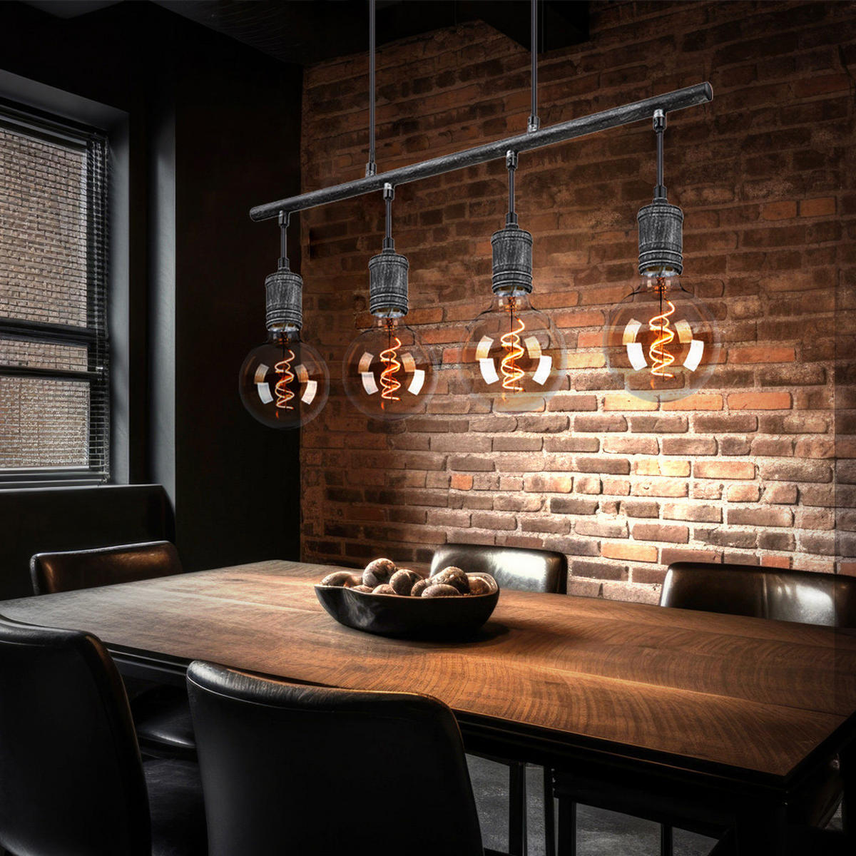 LED HÄNGELEUCHTE Metall Grau Industrial - Grau, Metall (90/8/120cm) - Globo Lighting