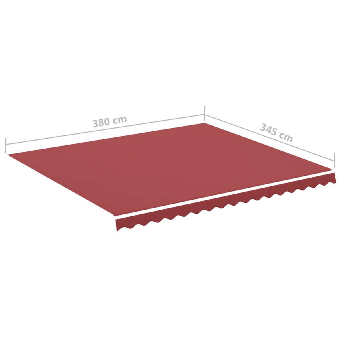 MARKISENSTOFF mit Volant| Rot, für 400x350cm Rahmen | Markisenbespannung Markisentuch - Rot, Textil (380/0.3/345cm) - DELUKE