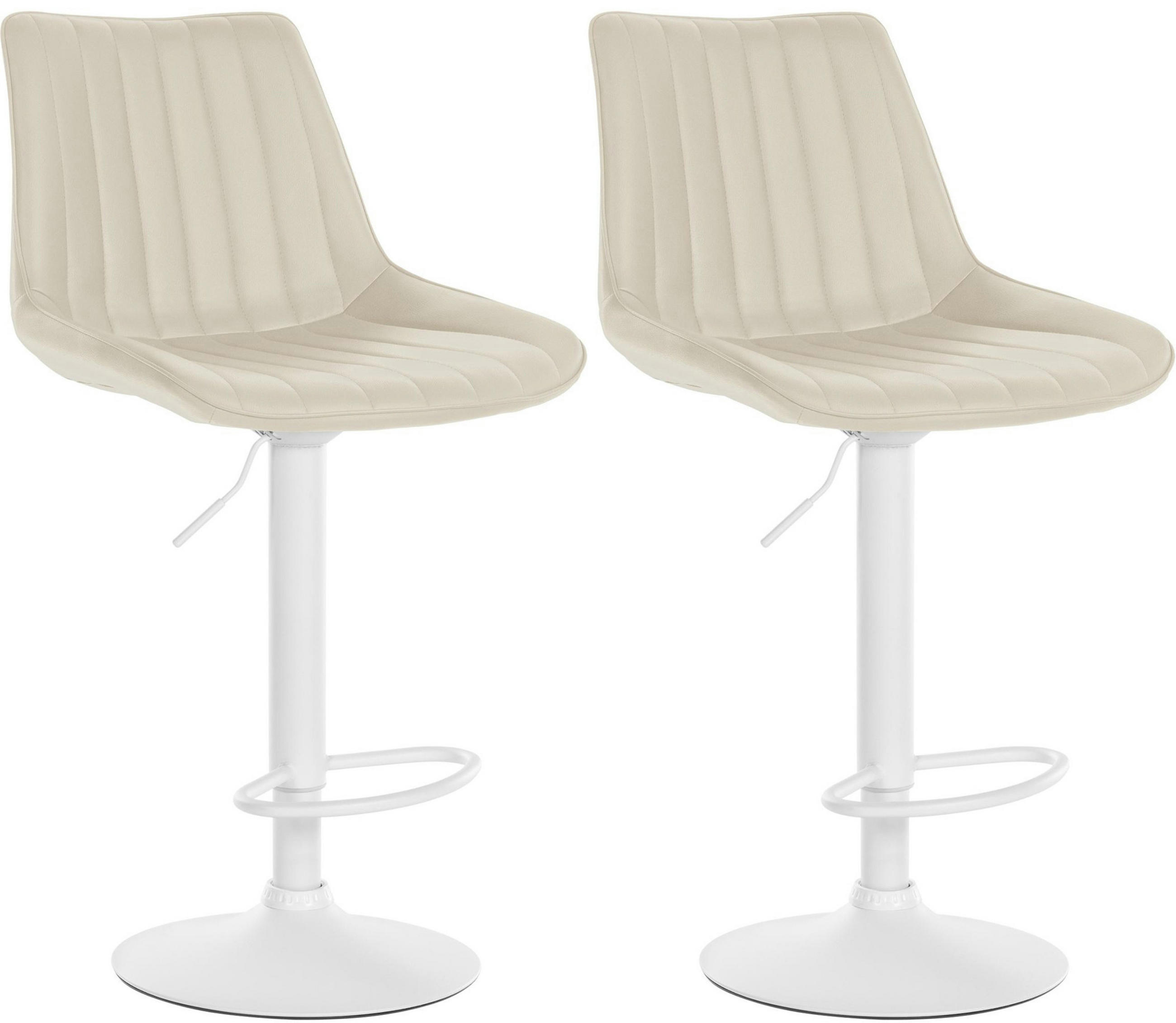 BARHOCKER 2er Set Tolor Kunstleder weiß creme - Naturfarben/Weiß, Kunststoff/Metall (49.5/112/50cm) - TPFLiving