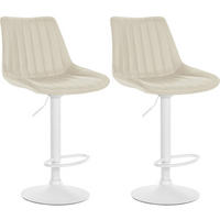 BARHOCKER 2er Set Tolor Kunstleder weiß creme - Naturfarben/Weiß, Kunststoff/Metall (49.5/112/50cm) - TPFLiving