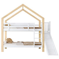 ETAGENBETT mit Rutsche und Leiter 90x200 cm Weiß/Natur - Weiß, Holzwerkstoff (90/200cm) - Beauniv