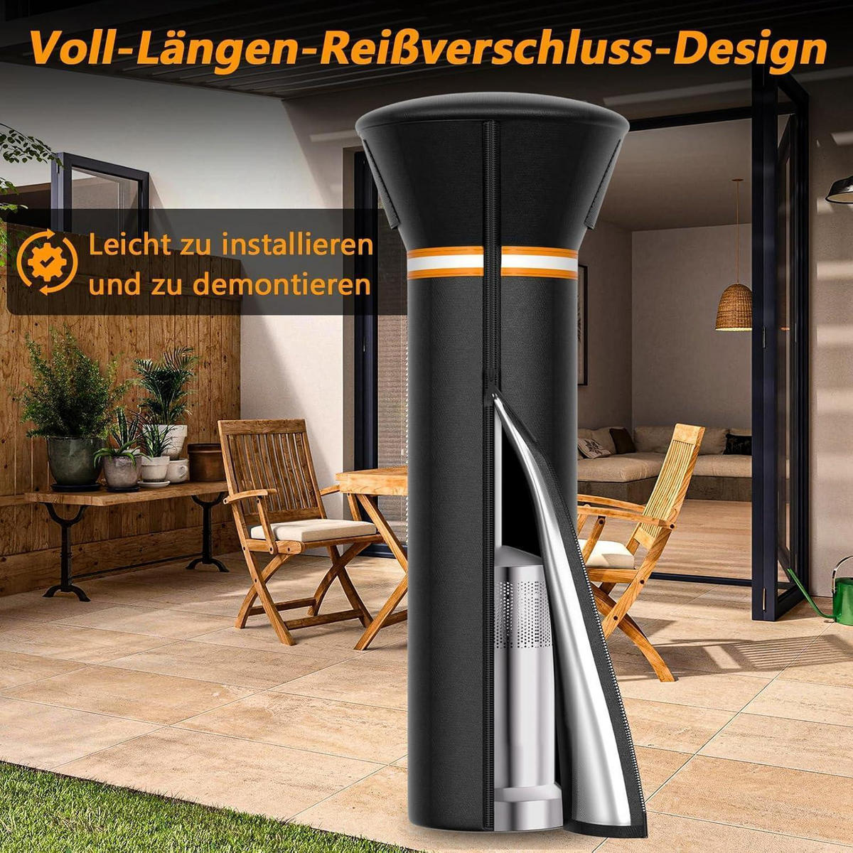 ABDECKUNG für Terrassenheizer 226 x 84 x 48 cm - Schwarz, Textil (84/48/226cm)