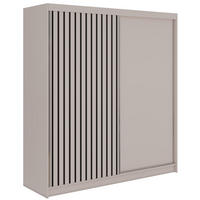 SCHWEBETÜRENSCHRANK mit Lamellen und Schubladen LUMOS - 200 - Kaschmir und Schwarz - Kaschmir/Schwarz, Holzwerkstoff/Metall (200/216/61cm) - MKS
