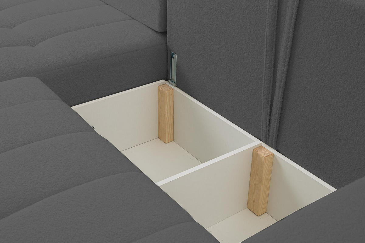 ECKSOFA Masina Grau, Schlafsofa aus Veloursstoff - Grau, Holzwerkstoff (245/143cm) - Bettso