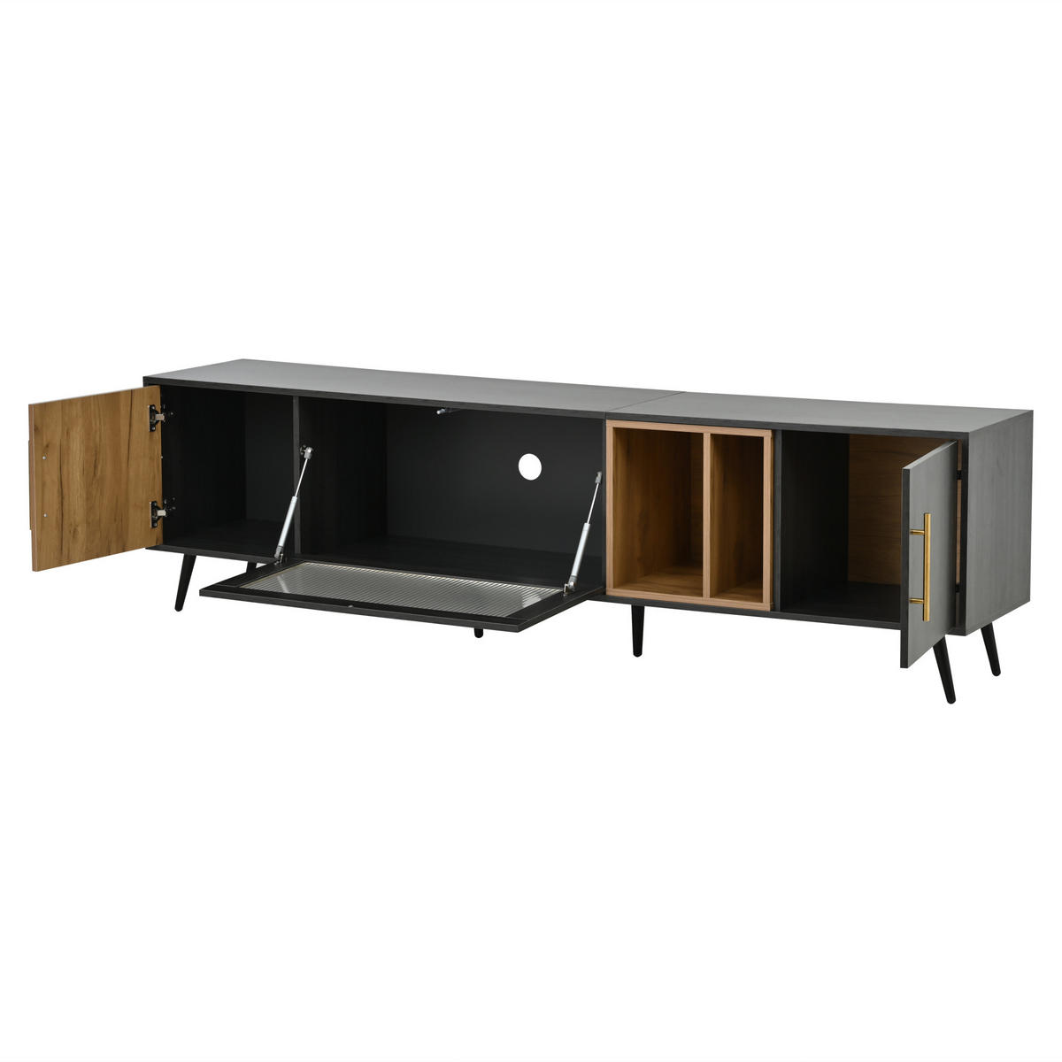 TV-ELEMENT 200/40/55.5 cm Grau mit 3 Türen - Grau, Holz (200/55.5/40cm) - Oxeza