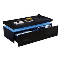 COUCHTISCH mit LED 95 x 45 x 35 cm Schwarz 2 Schubladen - Schwarz, Holzwerkstoff (95/45/35cm) - Meubliv