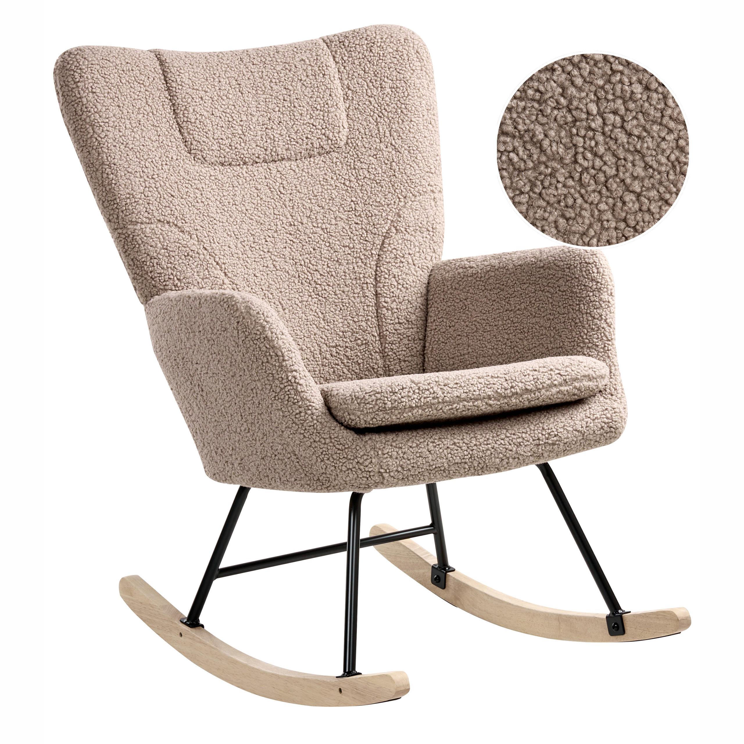 SCHAUKELSESSEL Bouclé Taupe Sandve - Hellbraun/Beige, Textil (72/98/87cm) - Beliani