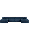 PANORAMA-ECKSOFA BUFFO 7/8 Sitzer mit extrem weicher Sitzfläche, Kordstoff, marineblau - Blau/Grün, Textil (424/73/180cm) - KONSIMO®