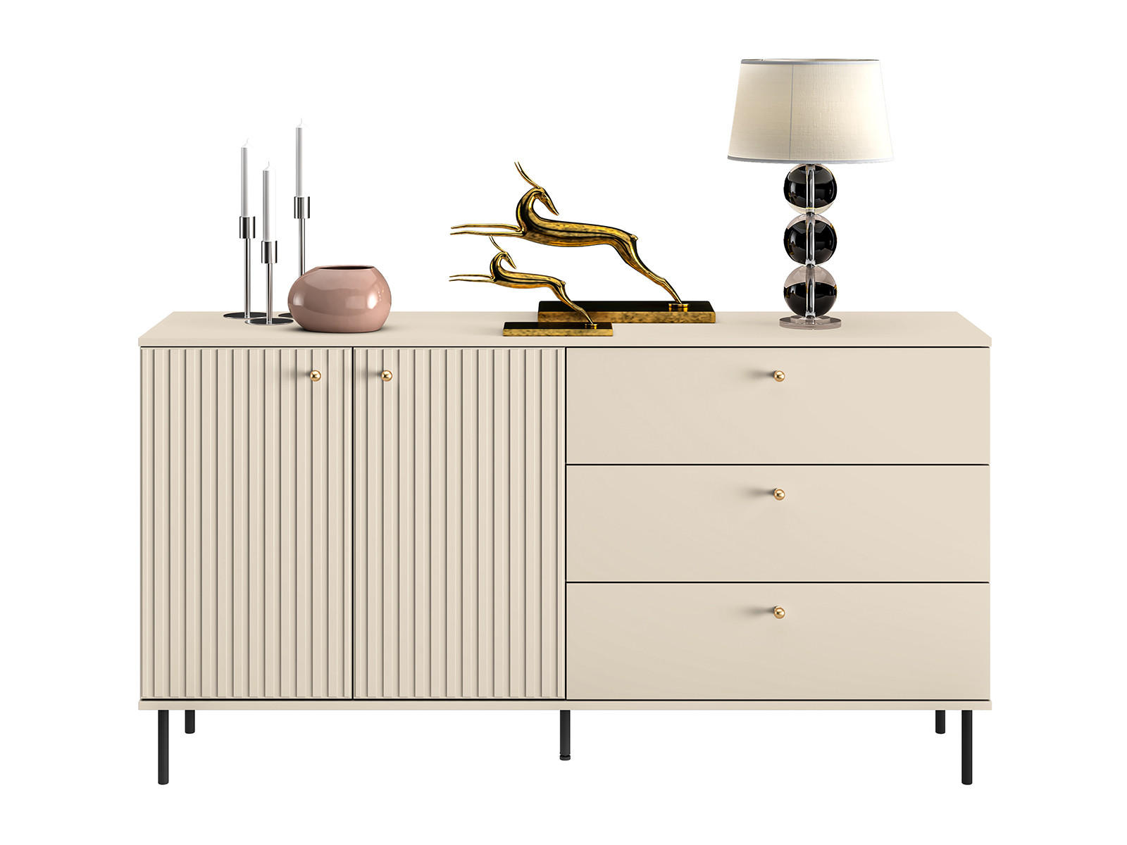 SIDEBOARD Sophie kaschmir matt 160 / 40 / 85cm - Kaschmir/Beige, Holz/Holzwerkstoff (160/85/40cm) - Feldmann-Wohnen