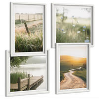 BILDER SET 4er Set - 50x50 cm & 40x60 cm Weißer Rahmen - Landschaftswiesenstraße West - Weiß, Kunststoff (50/50cm) - TULUP