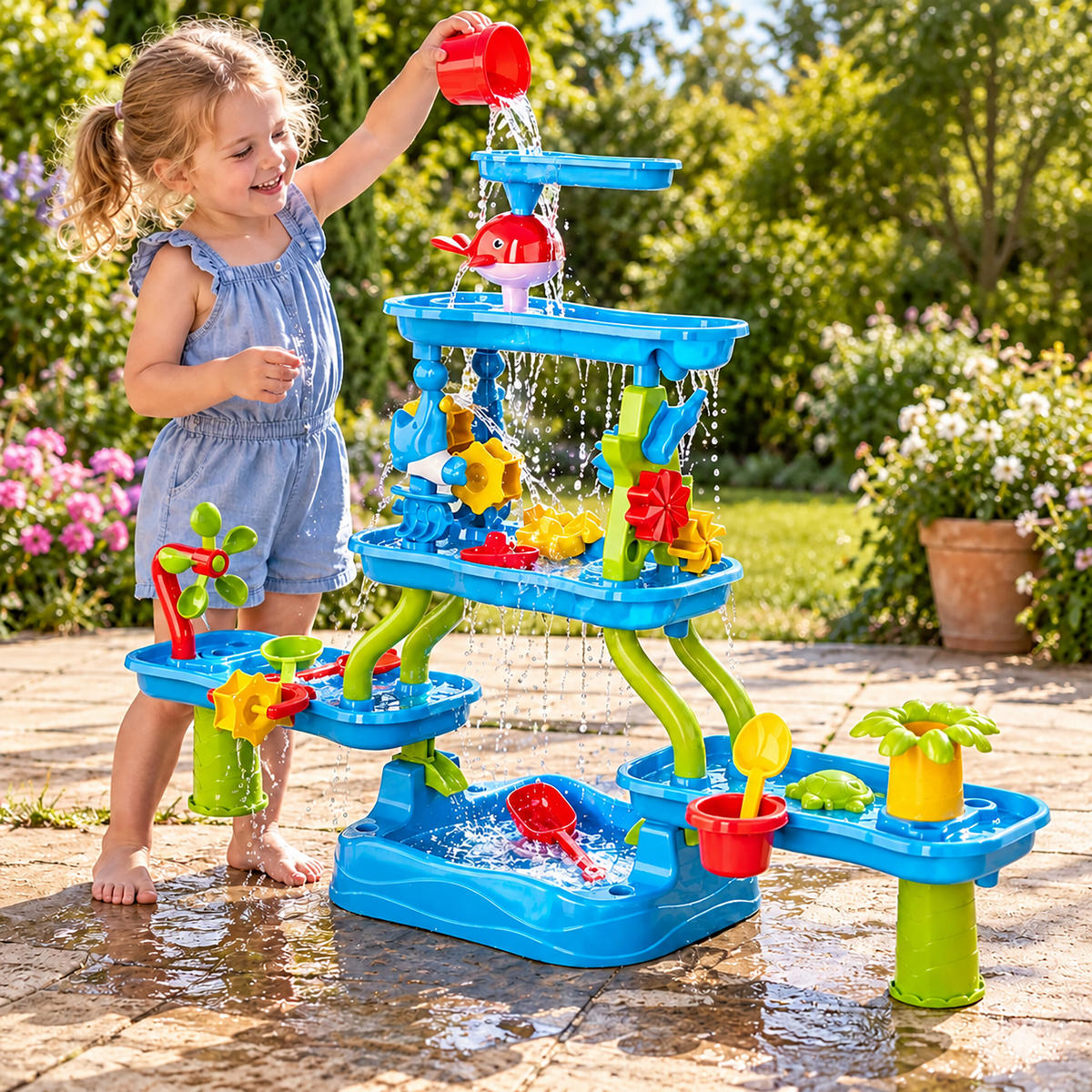 STŮL Vodní vícebarevný plast 20-dílný - modrá, plast (78/55cm) - Relaxdays