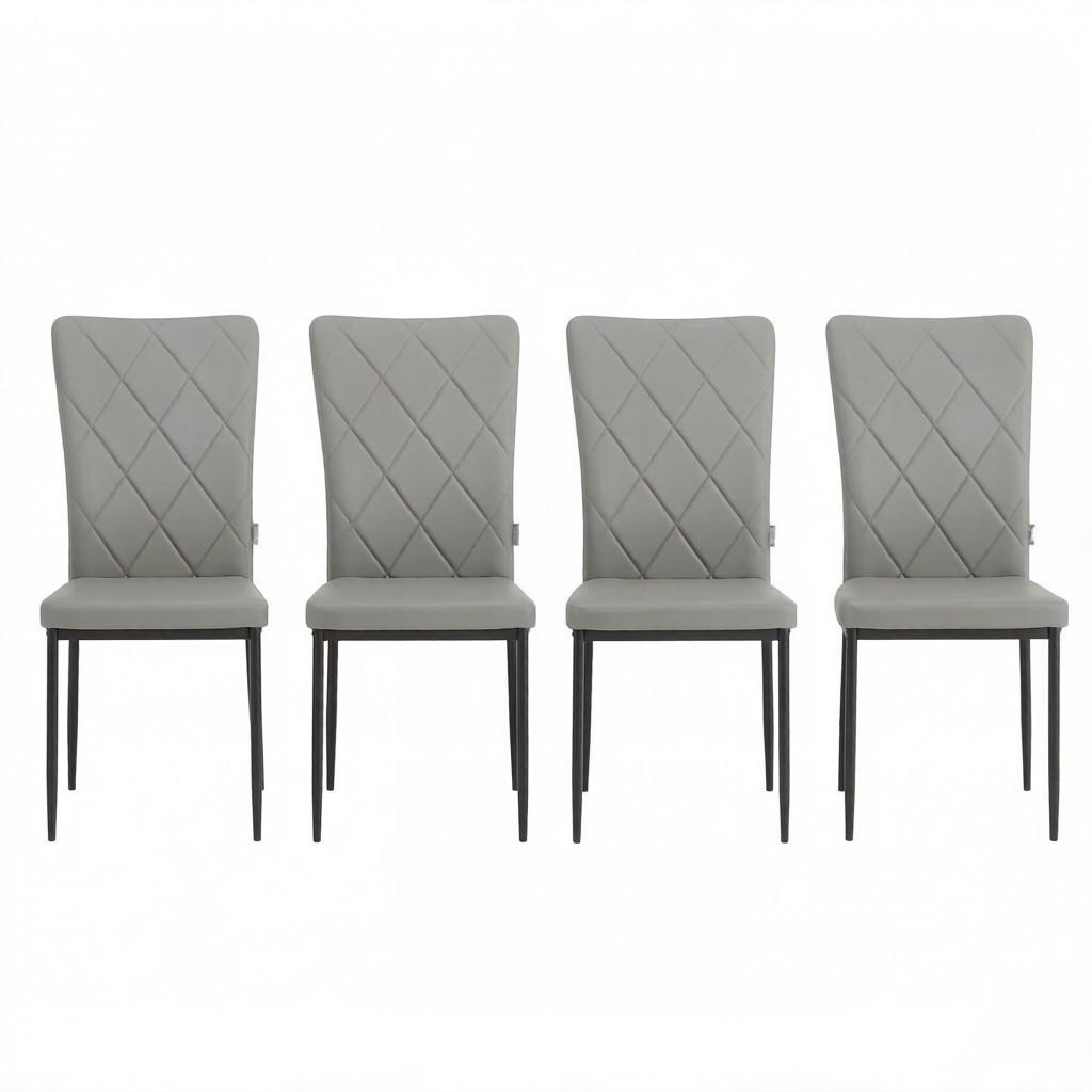 STUHL-SET DE-36120 4 Stück mit Kunstlederbezug Grau - Grau, Metall (42.5/94.5/40cm) - ComfortXL