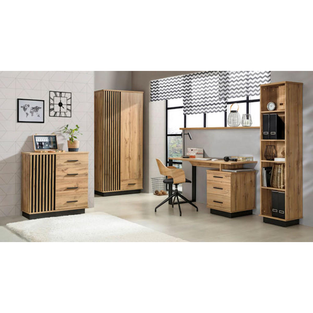 Thumbnail - Feldmann-Wohnen Jugendzimmer-Set, Braun, Schwarz, Kunststoff, 6 Fächer, 8 Schubladen, Rechteckig,Rechteckig, 135x175x56 ...