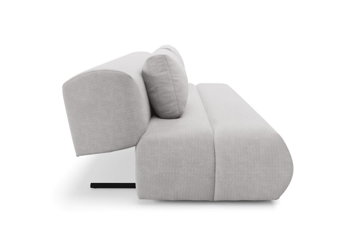 BETTSOFA ATOMO Hellgrau Velours-Stoff mit Schlaffunktion - Hellgrau, Holz (217/82/134cm) - MASSENO