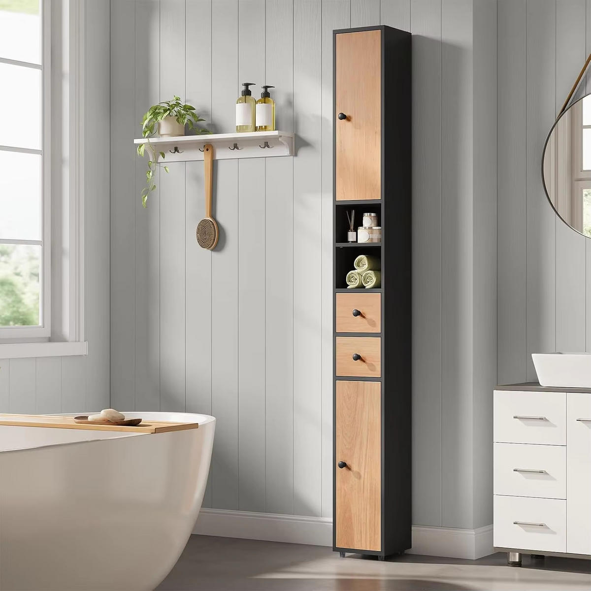 HOCHSCHRANK 20/180/20 cm schmal MDF schwarz Regale - Schwarz, Holz (20/180/20cm) - Coonoor