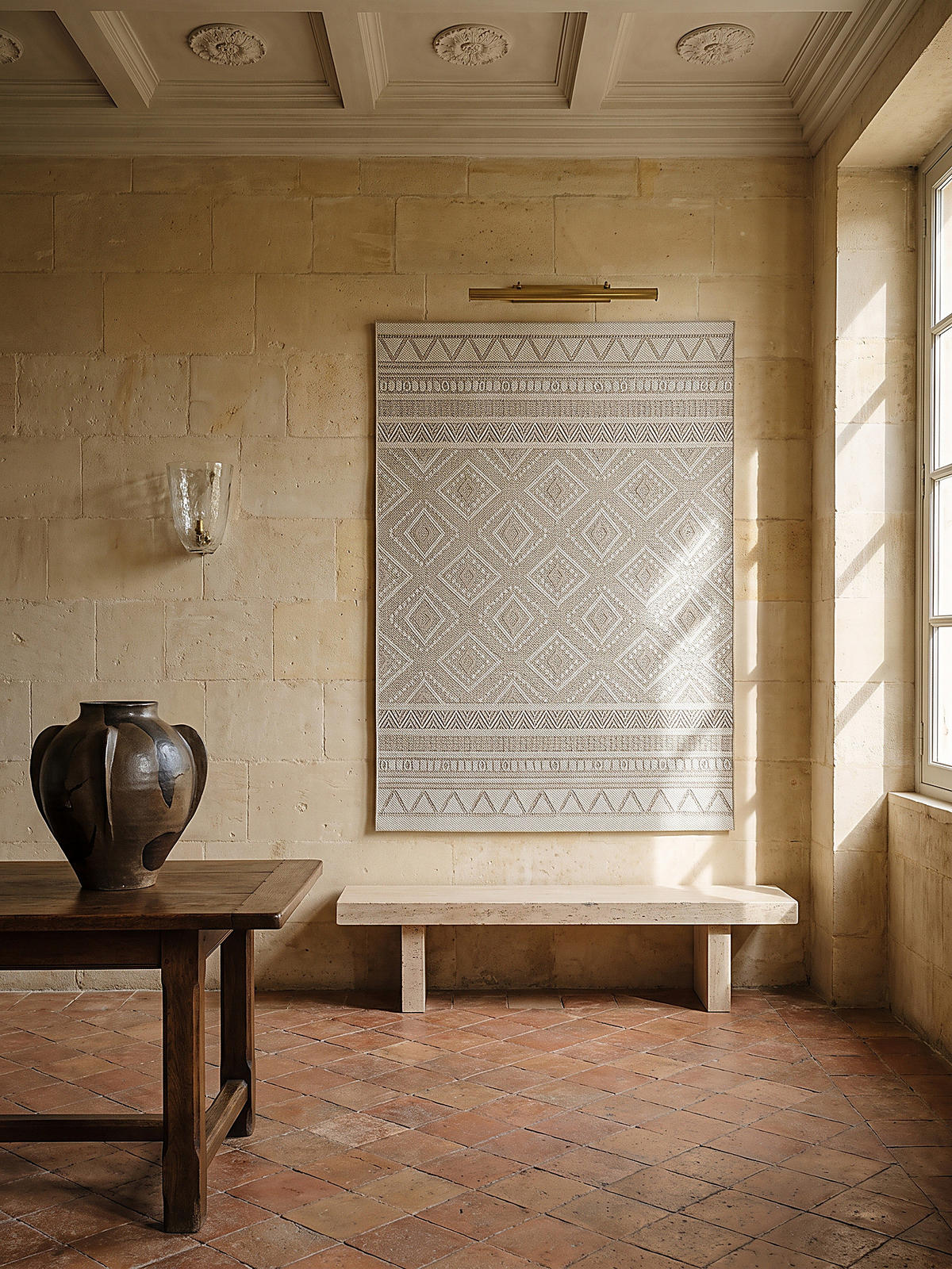 TEPPICH Flachgewebe ESERA Ethno-Rauten Polypropylen Beige 120 x 160 cm - Beige, Textil (120/160cm) - KADIMA DESIGN