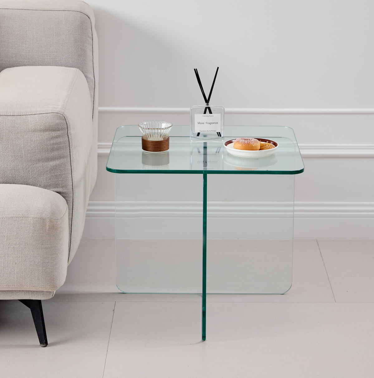 BEISTELLTISCH 45 x 45 x 51 cm Glas Clear - Klar, Glas (45/45/51cm) - Meubliv