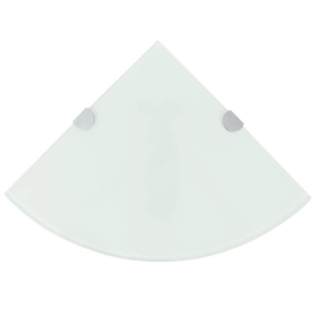 ECKABLAGE mit Verchromten Halterungen Glas Weiß 25x25 cm - Weiß, Glas (25/0.8/25cm) - furnicato